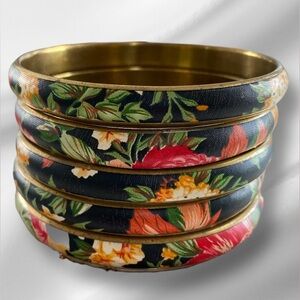 Floral Patterned Bangles Set of 5